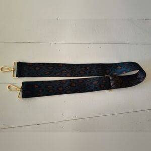 Teal Brown Black Leopard Print Purse Strap with Gold Hardware